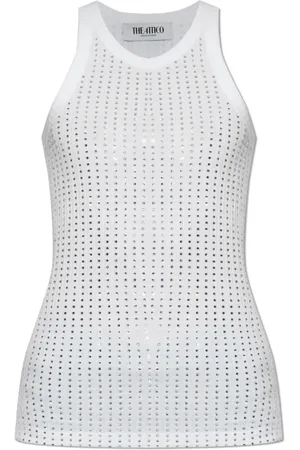 The Attico Tops, Dames, Wit, 2Xs, Katoen, Top met decoratieve afwerking
