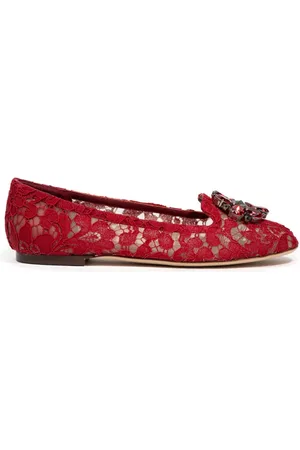 Dolce & Gabbana Schoenen, Dames, Rood, 37 EU, Kanten Ballerina Schoenen