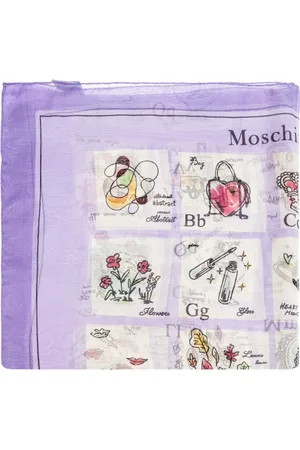 Moschino Accessoires, unisex, Paars, ONE Size, Zijden sjaal met print