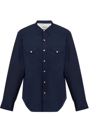 OFFICINE GENERALE Overhemden, Heren, Blauw, L, Katoen, Katoenen shirt met zakken