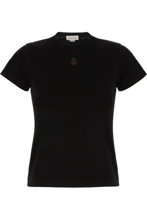 Alexander McQueen Tops, Dames, Zwart, 2Xs, Katoen, Casual Katoenen T-Shirt voor Mannen