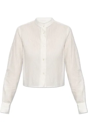 OFFICINE GENERALE Blouses & Shirts, Dames, Wit, M, Katoen, Korte shirt met gestreept patroon