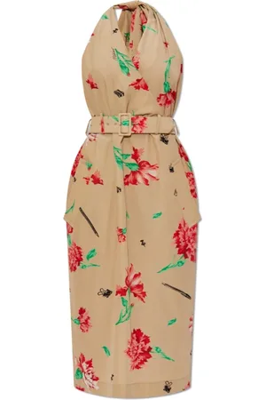 Moschino Kleedjes, Dames, , S, Katoen, Jurk met bloemenmotief