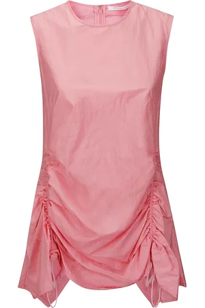 Cecilie Bahnsen Tops, Dames, Roze, S, Taffeta Crew Neck Zip Top