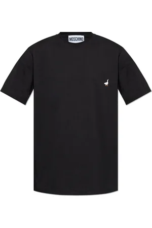 Moschino Tops, Heren, Zwart, XL, Katoen, Katoenen T-shirt met logo