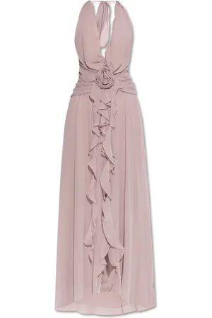 BLUMARINE Kleedjes, Dames, Paars, S, Zijden jurk met open rug