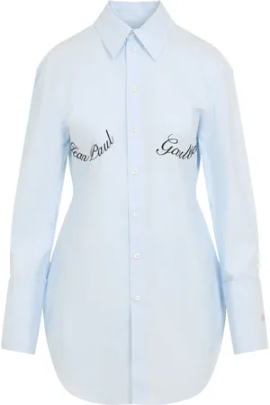 Jean Paul Gaultier Blouses & Shirts, Dames, Blauw, M, Katoen, Babyblue Shirt met Stijl