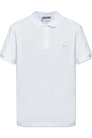 Moschino Tops, Heren, Wit, XL, Katoen, Katoenen polo met logo