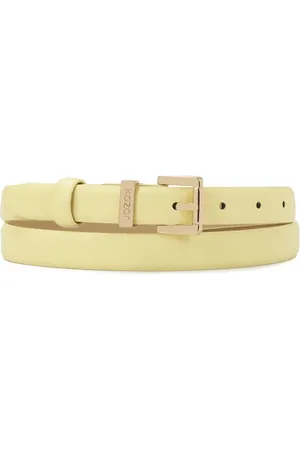 Kazar Accessoires, Dames, Geel, 80 CM, Leer, Lichtgeel smalle leren riem
