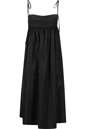 Cecilie Bahnsen Kleedjes, Dames, Zwart, M, Taffeta Lace-Up Midi Jurk