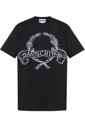 Moschino Tops, Heren, Zwart, L, Katoen, T-shirt met geborduurd logo
