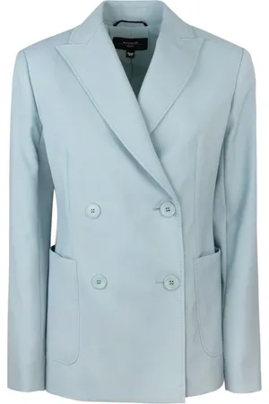 Max Mara Jassen, Dames, Blauw, S, Wol, Blauwe wollen jas, klassieke stijl