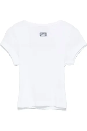 Jean Paul Gaultier Tops, Dames, Wit, L, Stijlvolle Baby Tee voor Crop Look