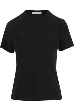 Helmut Lang Tops, Dames, Zwart, S, Katoen, Katoenen Crew Neck T-shirt Zwart