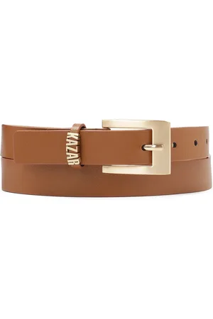 Kazar Accessoires, Dames, Bruin, 80 CM, Leer, Lichtbruine band met metalen logo