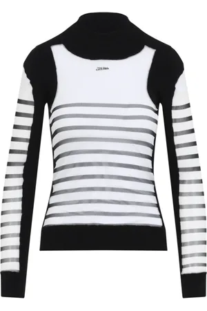Jean Paul Gaultier Truien, Dames, Wit, M, Gedrukte Pullover in Wit en Zwart