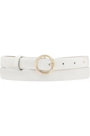 Kazar Accessoires, Dames, Wit, 110 CM, Witte smalle riem met ronde gesp