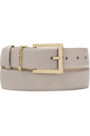 Kazar Accessoires, Dames, Grijs, 80 CM, Leer, Grijze riem met metalen lus met logo