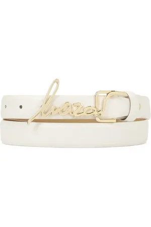 Kazar Accessoires, Dames, Wit, 90 CM, Leer, Witte leren riem met logogesp