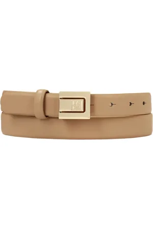 Kazar Accessoires, Dames, Bruin, 100 CM, Leer, Lichtbruine riem met vierkante volledige gesp