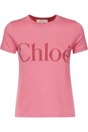 Chloé Tops, Dames, Roze, S, Katoen, Roze Katoenen Logo T-shirt