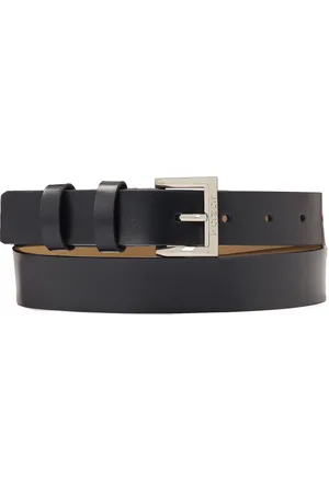 Kazar Accessoires, Dames, Blauw, 100 CM, Leer, Donkerblauw leren riem met zilveren gesp