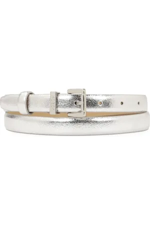 Kazar Accessoires, Dames, Grijs, 110 CM, Leer, Smalle zilveren leren band