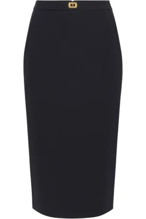 Elisabetta Franchi Rokken, Dames, Zwart, M, Satijn, Zwarte Rok met Glanzende Satijnen Banden