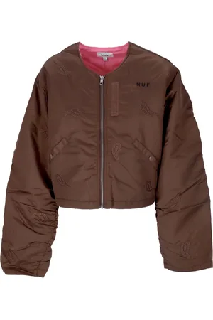 Huf Jassen, Dames, Bruin, S, Satijn, Paisley Satijnen Bomberjack
