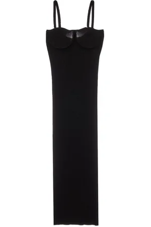 Helmut Lang Kleedjes, Dames, Zwart, M, Zwarte Eyelet Bra Midi Jurk