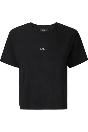 A.P.C. Tops, Dames, Zwart, XS, Boxy Micro Logo T-Shirt