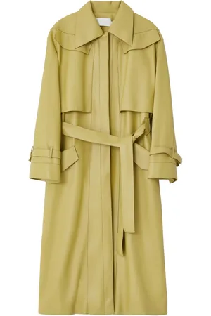Low Classic Mantels, Dames, Geel, M, Polyester, Minimalistische veganistische leren trenchcoat