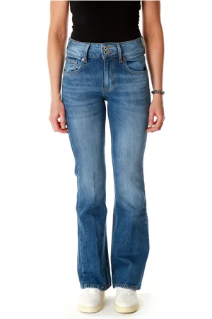 Pepe Jeans Jeans, Dames, Blauw, W30 L34, Flared Fit Mid Waist Jeans