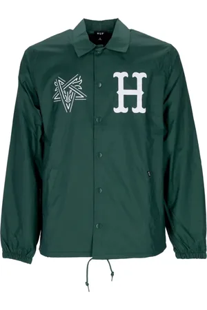 Huf Jassen, Heren, Groen, S, Polyester, Bosgroene Coachesjas met Thrasher