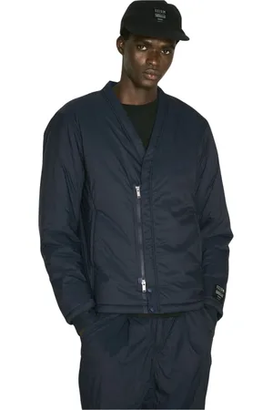 UNDERCOVER Jassen, Heren, Blauw, M, Polyester, Gewatteerde V-hals Blouson Jas
