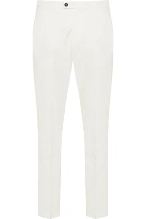 corneliani Broeken, Heren, Wit, XL, Katoen, Lyocell Katoenen Broek met Zakken