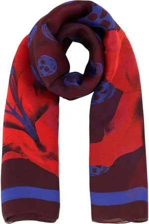 Alexander McQueen Accessoires, Dames, Veelkleurig, ONE Size, Zijden Gedrukte Foulard Sjaal