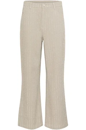 Karen by Simonsen Broeken, Dames, Grijs, 3Xl, Katoen, Straight-leg broek in Flint