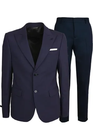 D.A. Daniele Alessandrini Pakken, Heren, Blauw, M, Wol, Elegant Wollen Pak Set