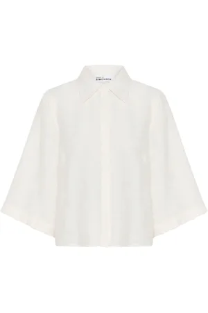 Karen by Simonsen Blouses & Shirts, Dames, Wit, L, Nylon, Witte Geknipte Overhemdblouse