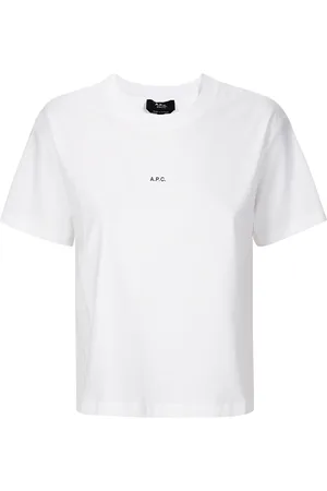 A.P.C. Tops, Dames, Wit, S, Katoen, Boxy Micro Logo T-Shirt