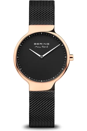 Bering Accessoires, Dames, Zwart, ONE Size, Dameshorloge saffierglas roségoud glanzend 15531-262