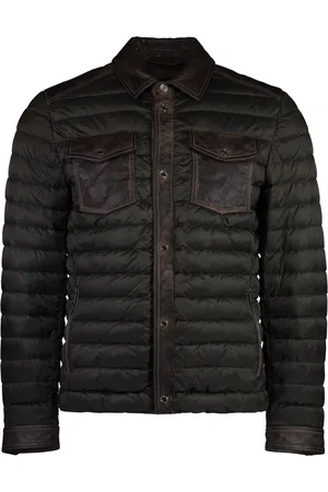 MOORER Jassen, Heren, Bruin, 2Xl, Leer, Leren inzetstukken donsjack