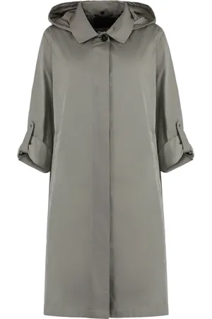 MOORER Mantels, Dames, Grijs, 2Xs, Polyester, Techno Fabric Trenchcoat met Trekkoord