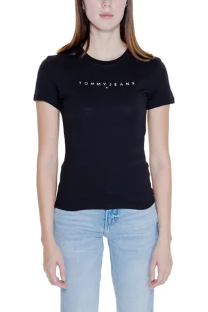Tommy Hilfiger Tops, Dames, Zwart, M, Katoen, Zwart Katoenen Dames T-Shirt