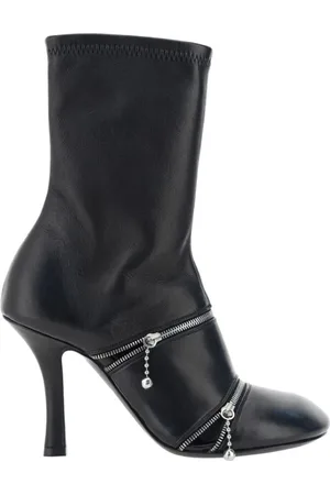 Burberry Schoenen, Dames, Zwart, 36 EU, Leer, Peep-Toe High Heel Bootie