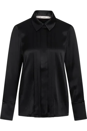 RUE de FEMME Blouses & Shirts, Dames, Zwart, L, Elegante Zwarte Blouse met Geplooide Details