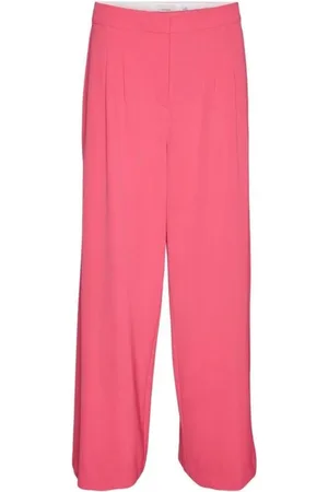VERO MODA Broeken, Dames, Roze, M L32, Polyester, Roze Palazzo Broek met Elastaan