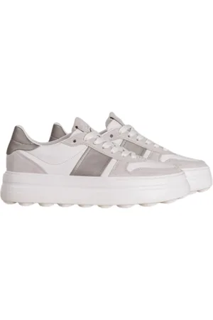 Kennel & Schmenger Schoenen, Dames, Grijs, 41 EU, Leer, Witte en Grijze Sneaker met Hoge Rubberen Zool