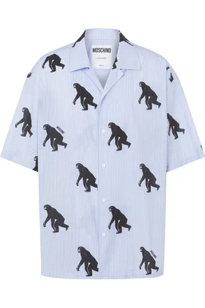 Moschino Overhemden, Heren, Blauw, M, Katoen, Heldere Blauwe Klassieke Kraag Shirt